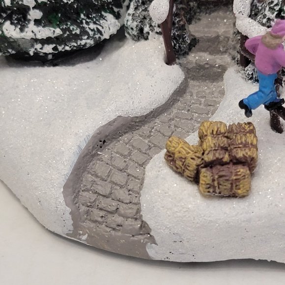 Thomas Kinkade Christmas Village Warm Winter Wishes Family Cottage Horse 1996 90 - Picture 4 of 16